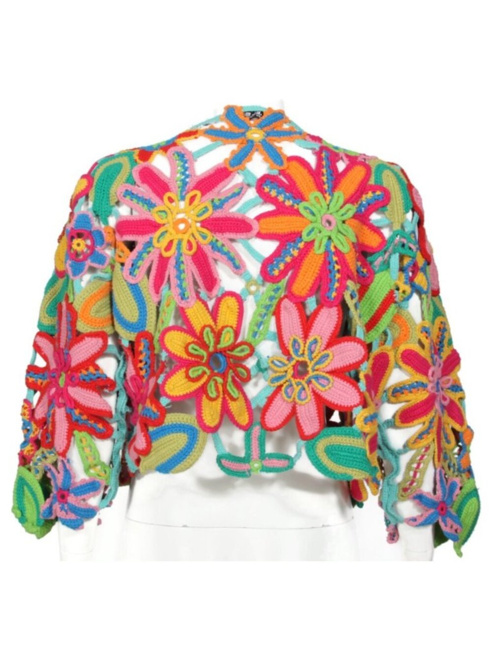 Michael Simon Intricate Open Crochet Floral Beaded Sweater Cardigan Cover Up 725 - Picture 4 of 8